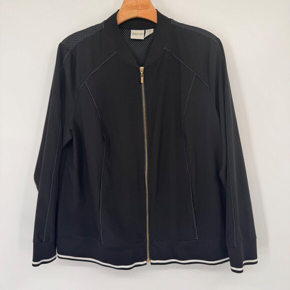 Chicos 2 Zenergy Black Zip-Front Jacket Womens Size large Polka Dot active - Picture 5 of 10